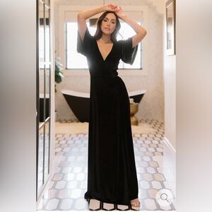 Baltic born black velvet wrap dress